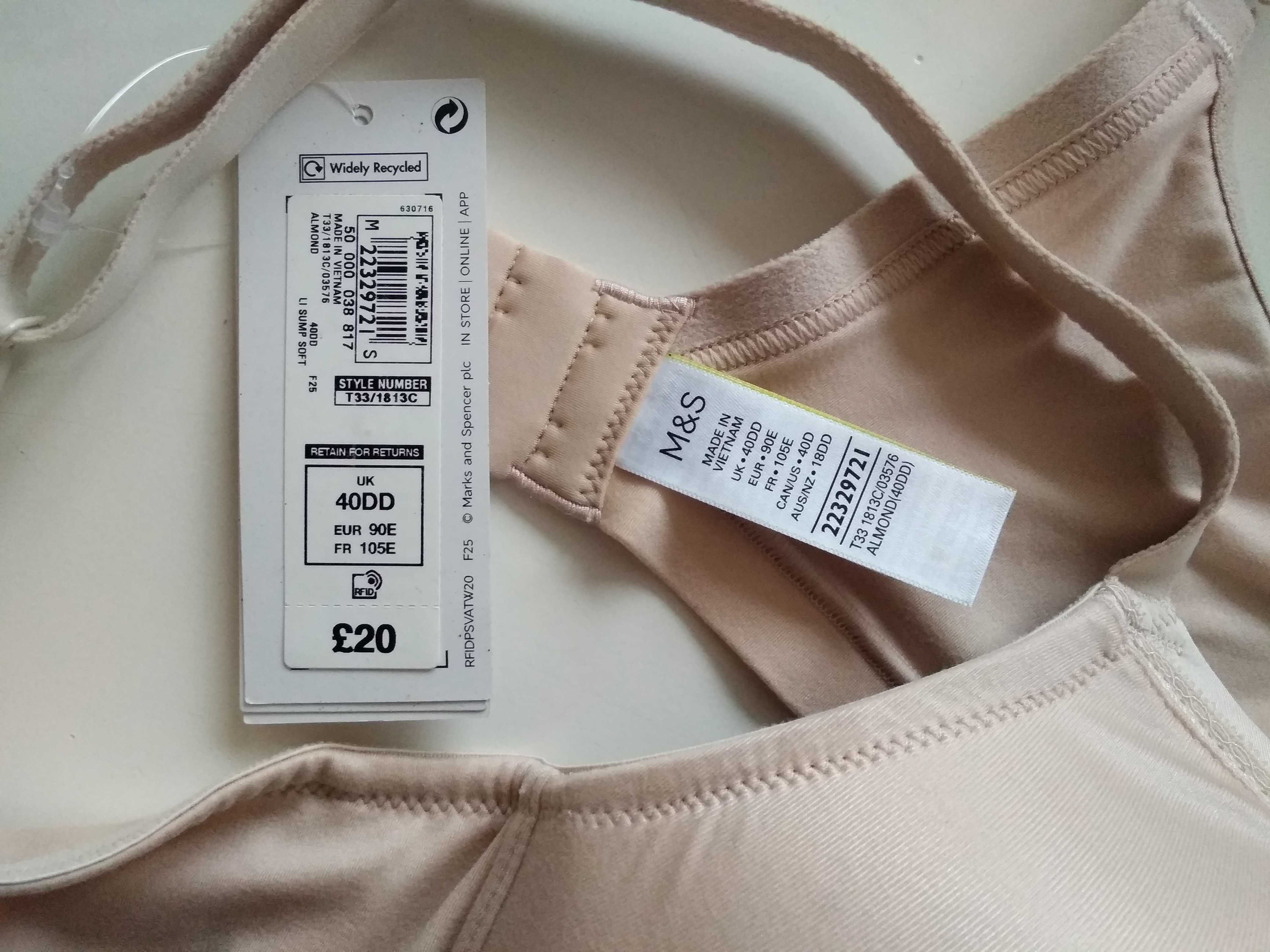 90E/40DD  бюст без косточек, мастэктомия, микрофибра m&s