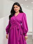 Sukienka Rozkloszowana Z Kopertowy Dekoltem Purpurowa Maxi Shein 3Xl