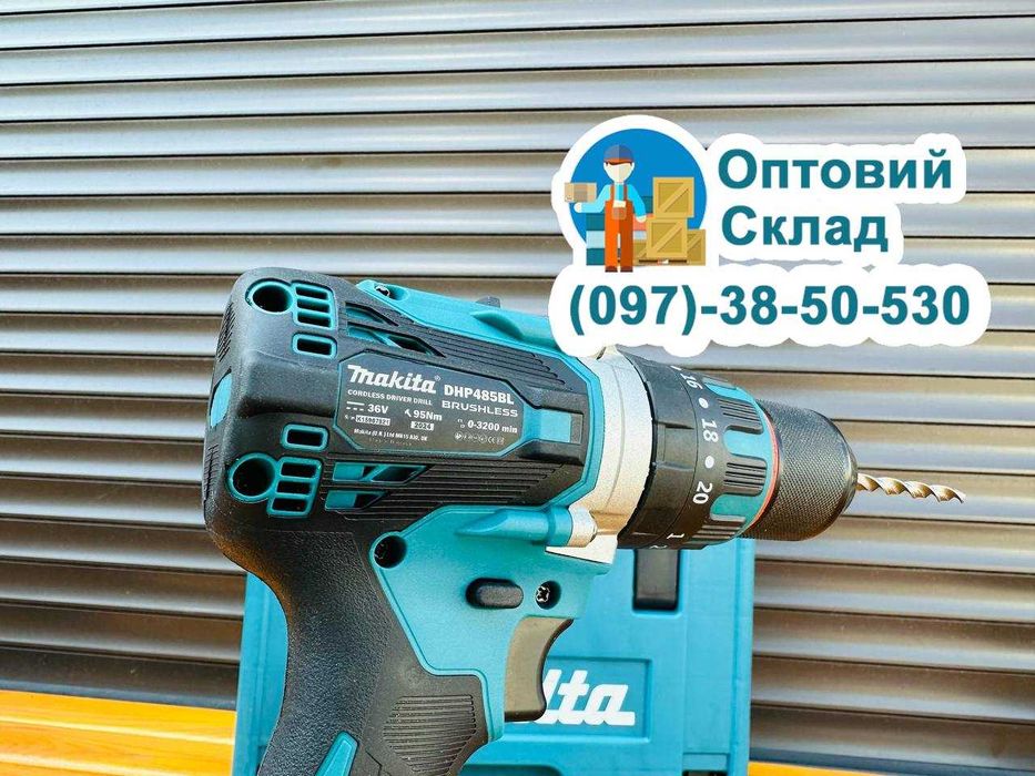Шурупокрут на Акумуляторі Макита DHP485 BL З Ударом Сила 95Nm (36V-8A)