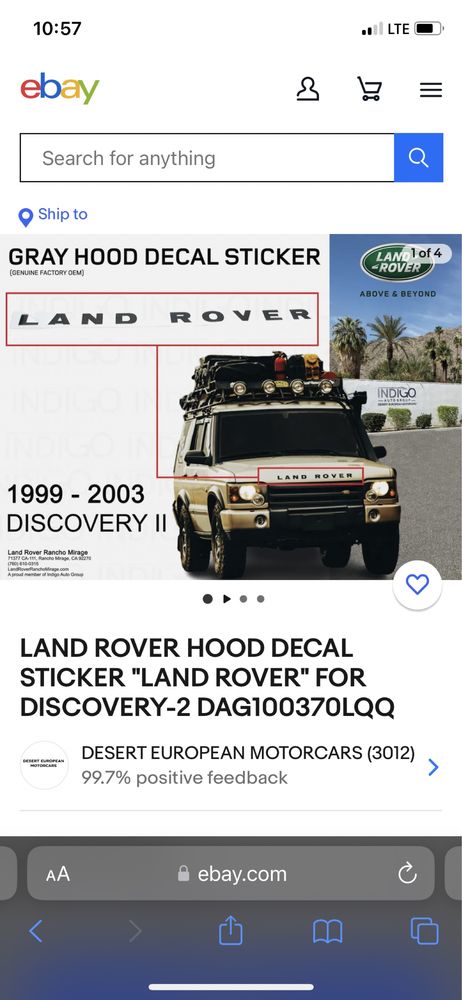 Эмблема буквы Land Rover Discovery 2 DAG100370LQQ