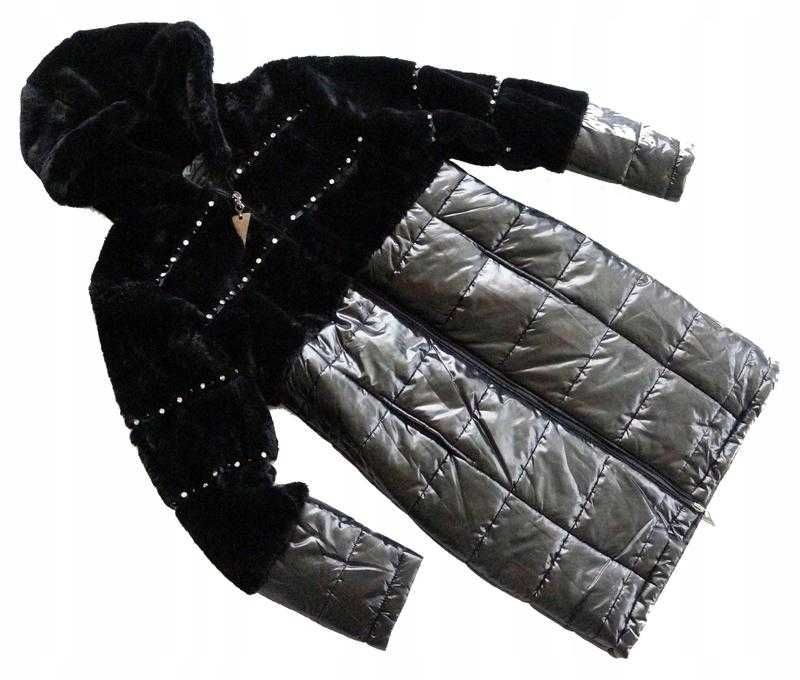 Пальто жіноче чорне eze зі штучним хутром
