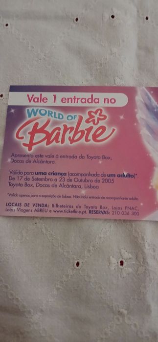 Bilhete World of Barbie, de 2005