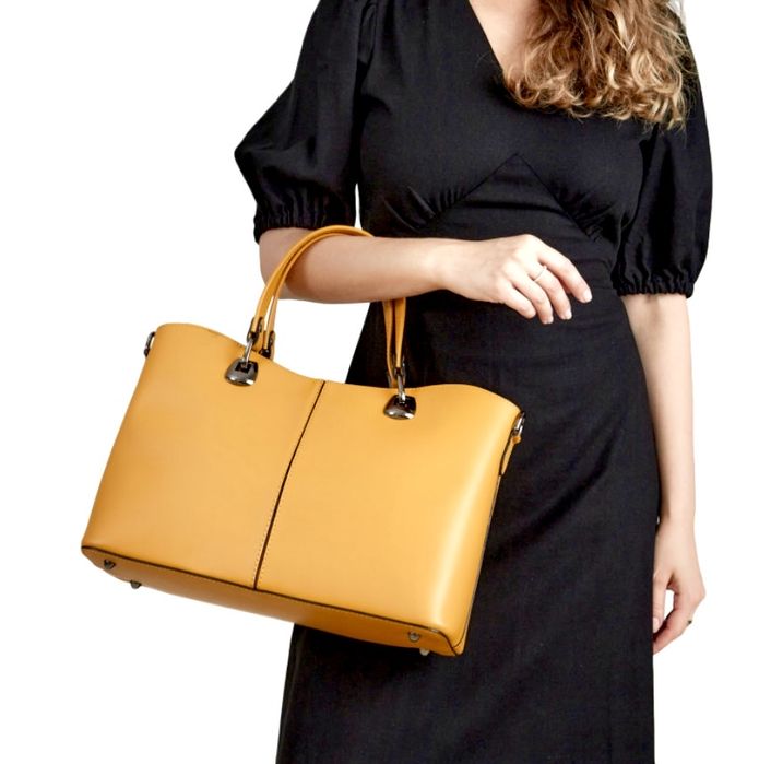 Сумка шкіряна чорна Ділова сумка жіноча Сумка А4 Портфель Італія