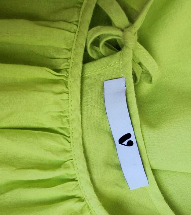 Limonkowa bawełniana krótka sukienka V by Very