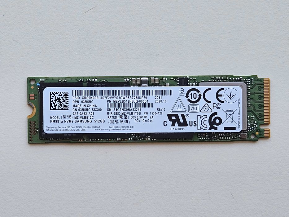SSD 512Gb M.2 2280 NVMe PCIe Gen 3.0 x4 Samsung PM981a 49 - 100%