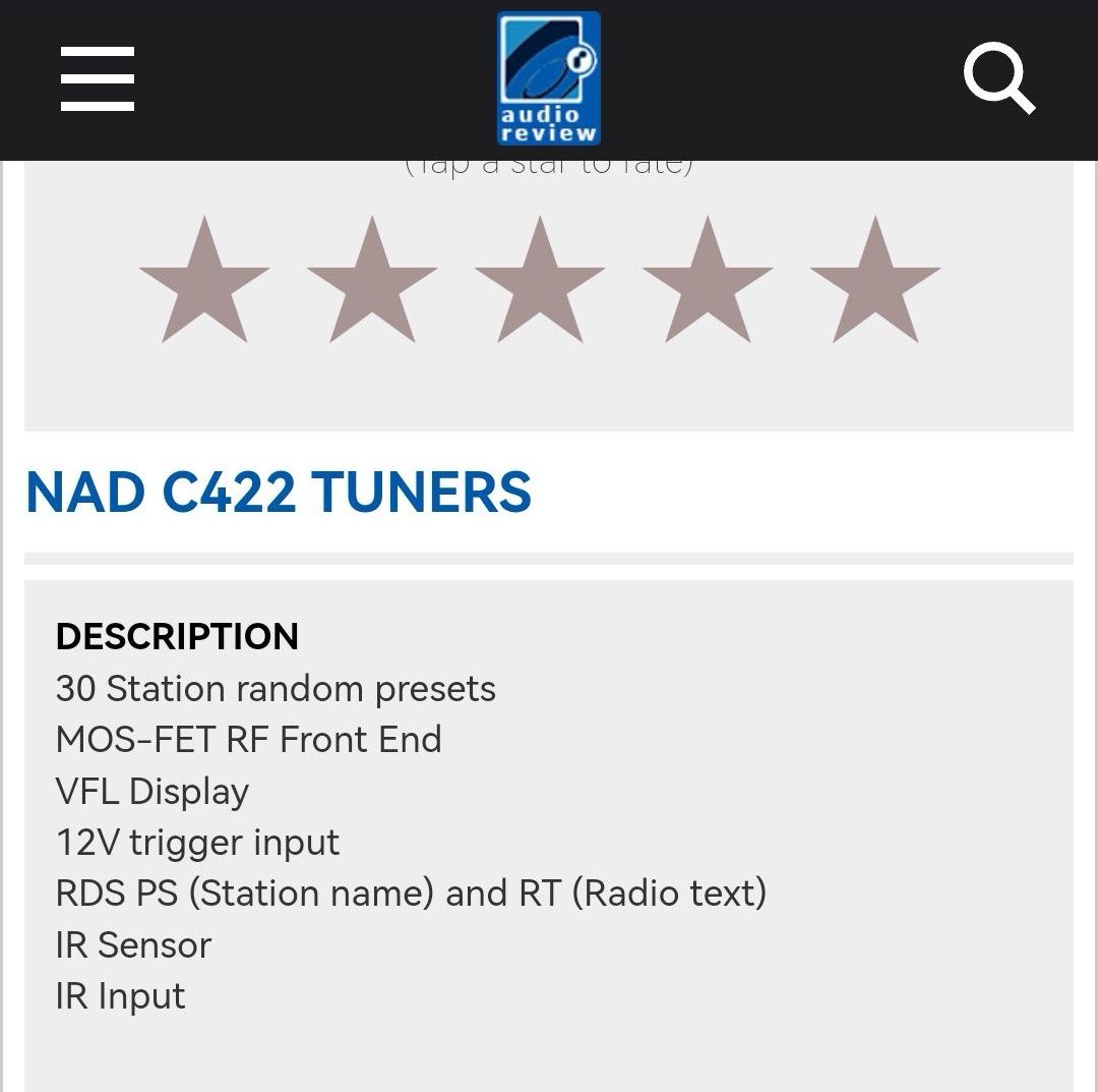 Sintonizador/Rádio Tunner Nad C422