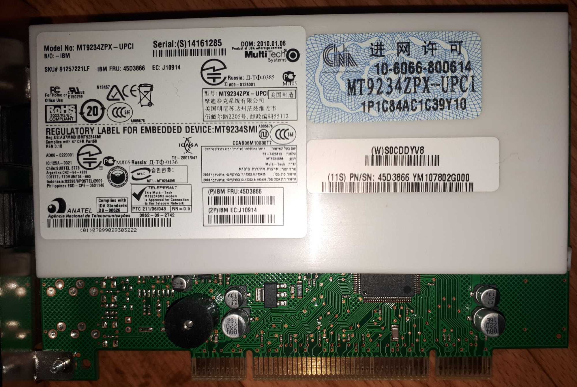 Мережева карта IBM MULTITECH V.92 MT9234ZPX-UPCI