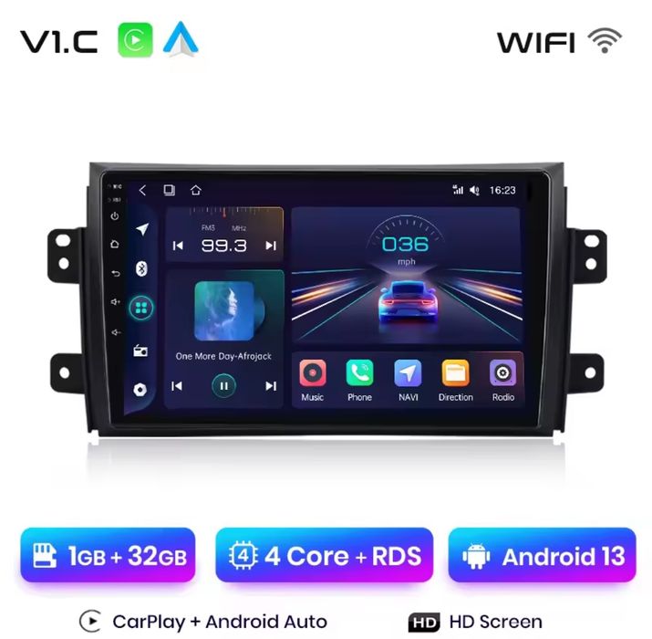 Rádio 9" Suzuki Sx4 de 2006-13 Android CARPLAY WIFI GPS 1/32GB NOVO