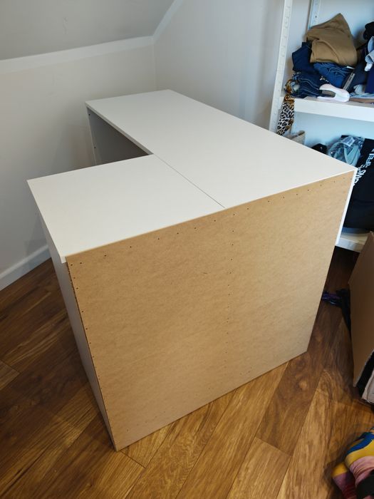 Białe Biurko Rogowe Narożne Biurowe