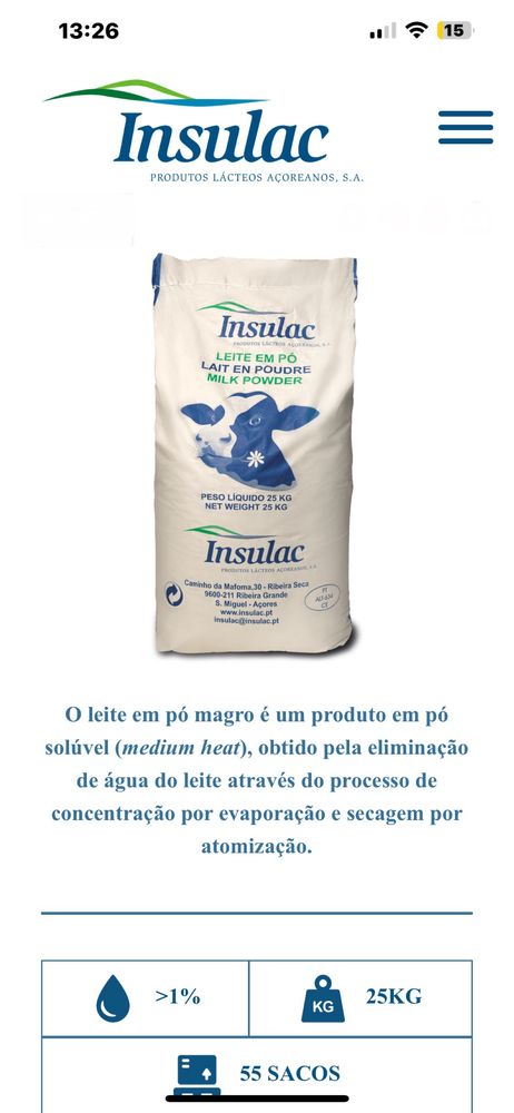 Leite em pó MAGRO 25kg