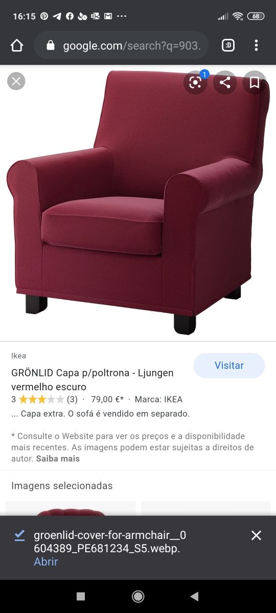 CAPA poltrona ikea gronlid braços sofá 2lugares sofá cama