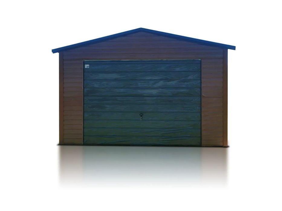 Garaż blaszany jednostanowiskowy 4x6 Dwuspad - Brama uchylna, Jasny br