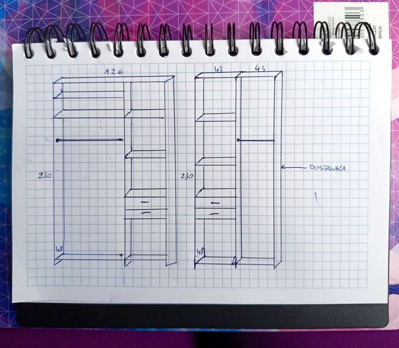 Szafa Szafka Pionowa Regał Półka Szara Beżowa
