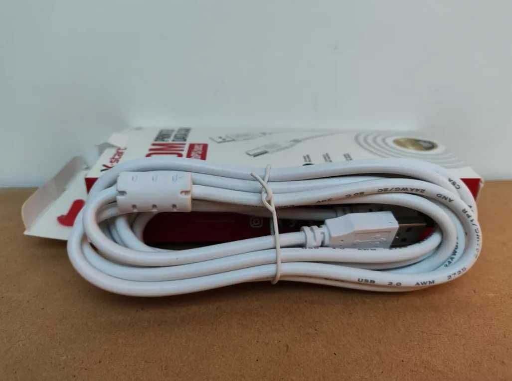 Kabel do drukarki USB typ B mocny biały 3m 480mbps hd-06 start x