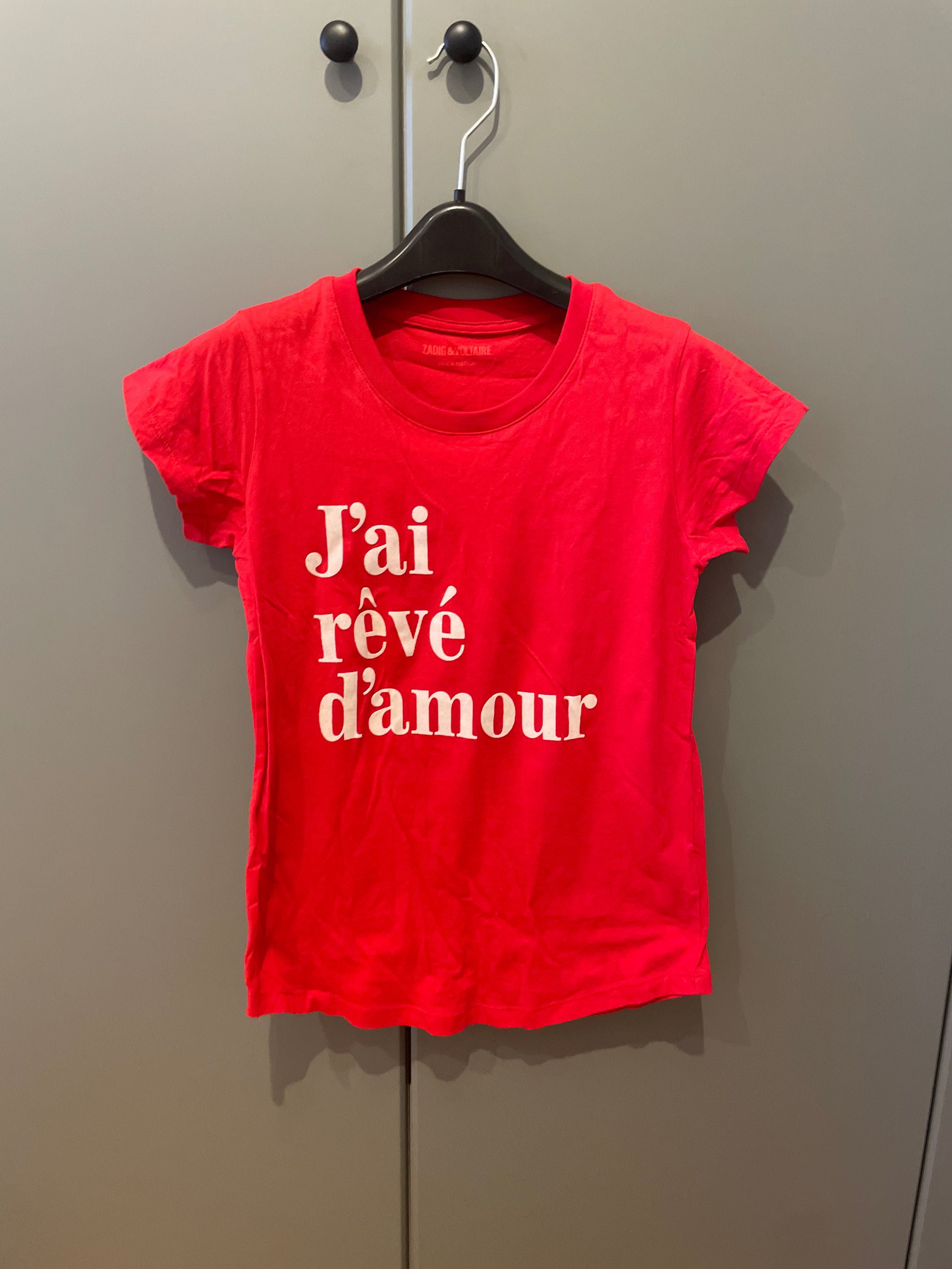 Zadig&Voltaire koszulka tshirt czerwona napis print Francja