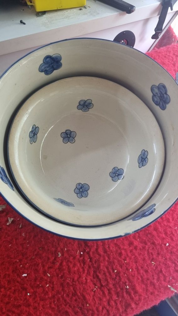 Dwie misy Stara wielka ceramiczna misa do wody mycia miska