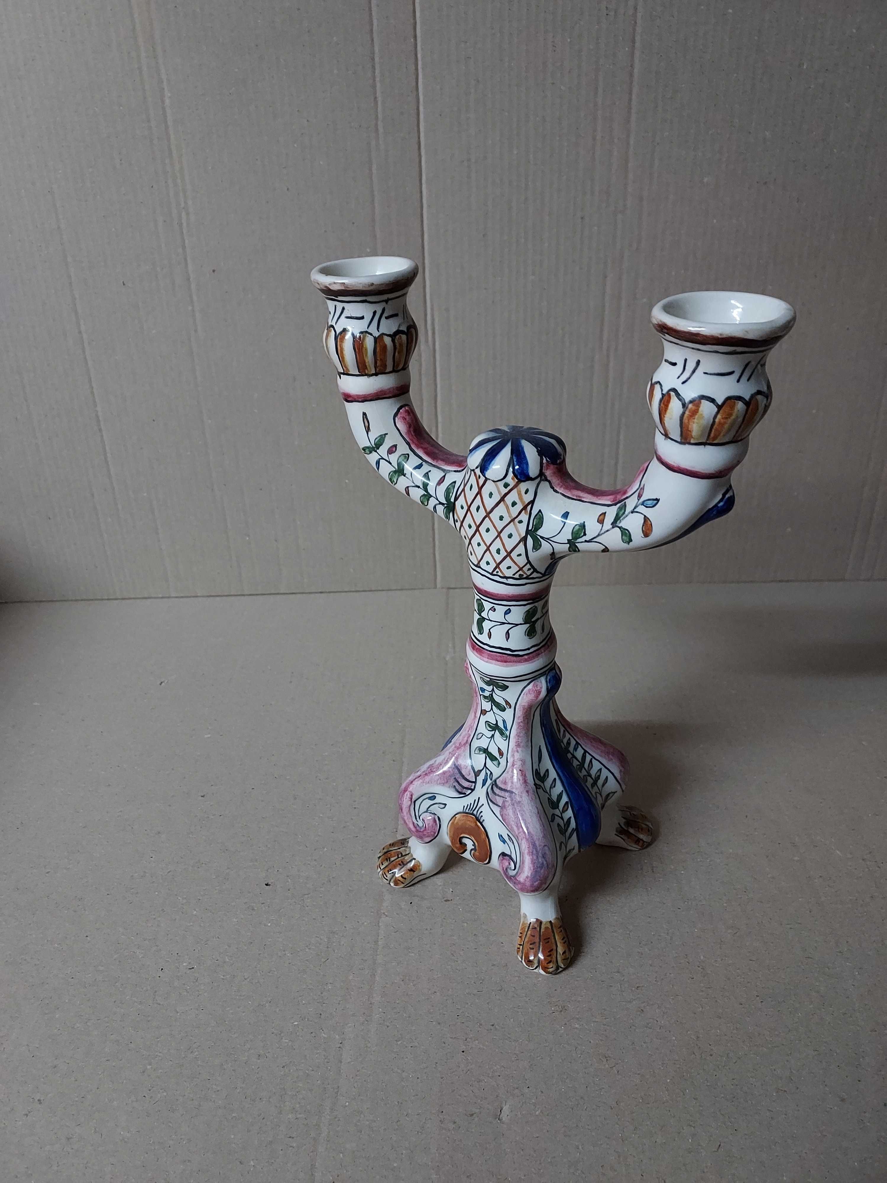 Castiçal Pintado à Mão – Suporte para 2 Velas