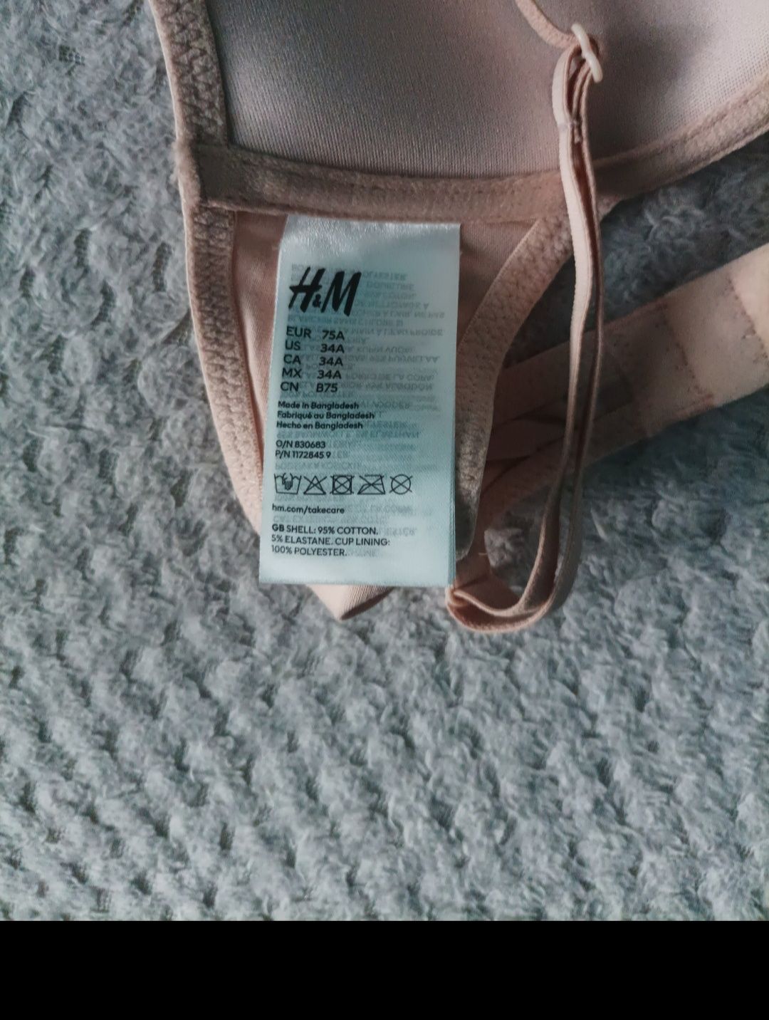 H&M bawełniany biustonosz push up