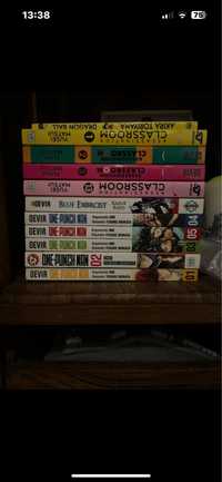 mangas dragon ball, one punch man, assassination classroom