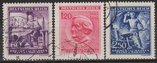 1943 -  Рейх Богемия - 130 летие Вагнера Mi.128-130
