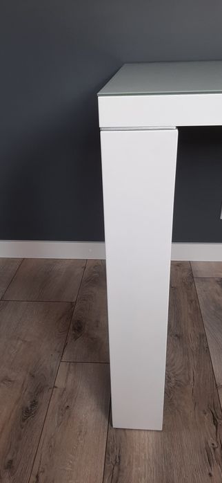 Stoł biały połysk z mleczną szybą 120x80x75