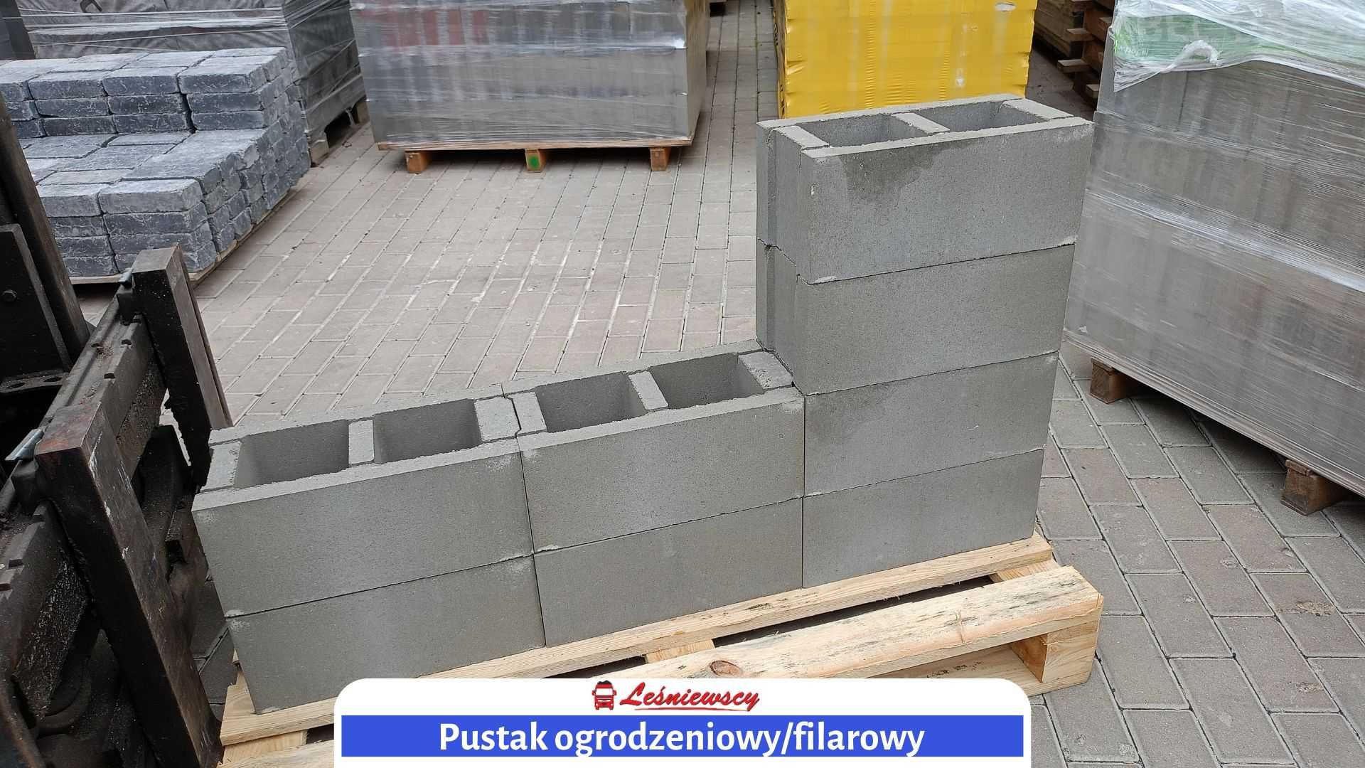 NAJTAŃSZY pustak ogrodzeniowy 38x20x16 cm szary