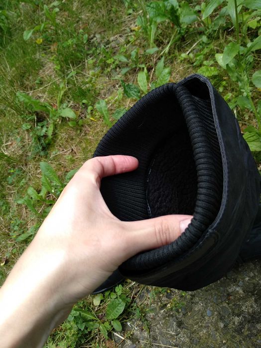 Сапоги високі чоботи шкіра плащовка теплі