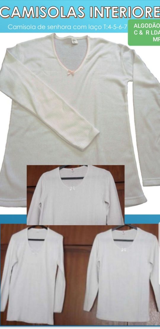 Camisola interior de homem senhora e criança e ceroulas de Homem