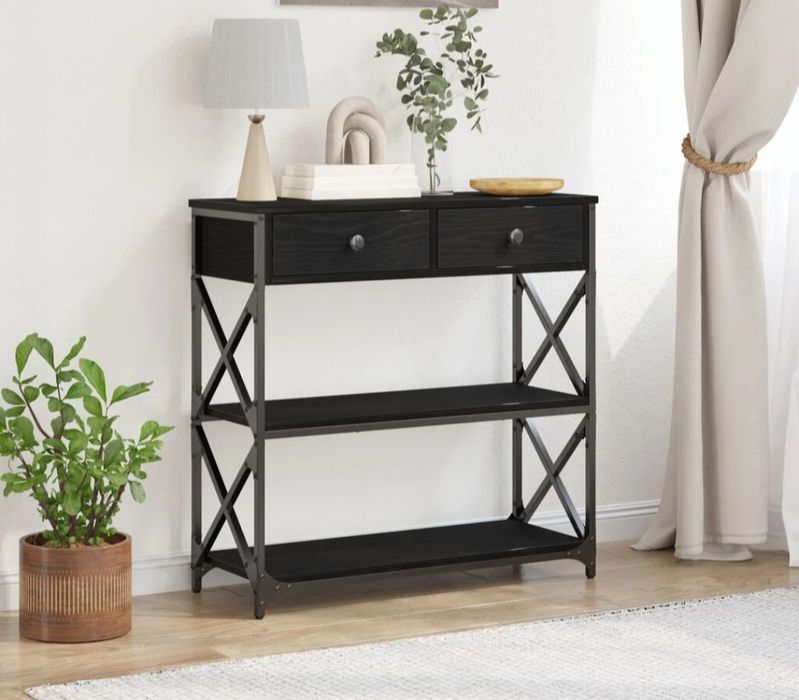 Stolik konsolowy, czarny, 75x28x75 cm