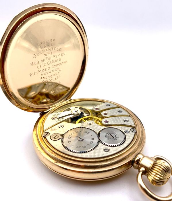 Oryginalny zegarek kieszonkowy Rolex złocony kryty