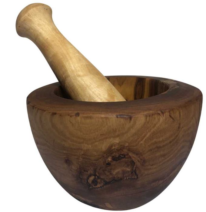 SOL19 Moździerz Z Drewna Oliwnego Z Tłuczkiem Drewno Oliwne 11cm