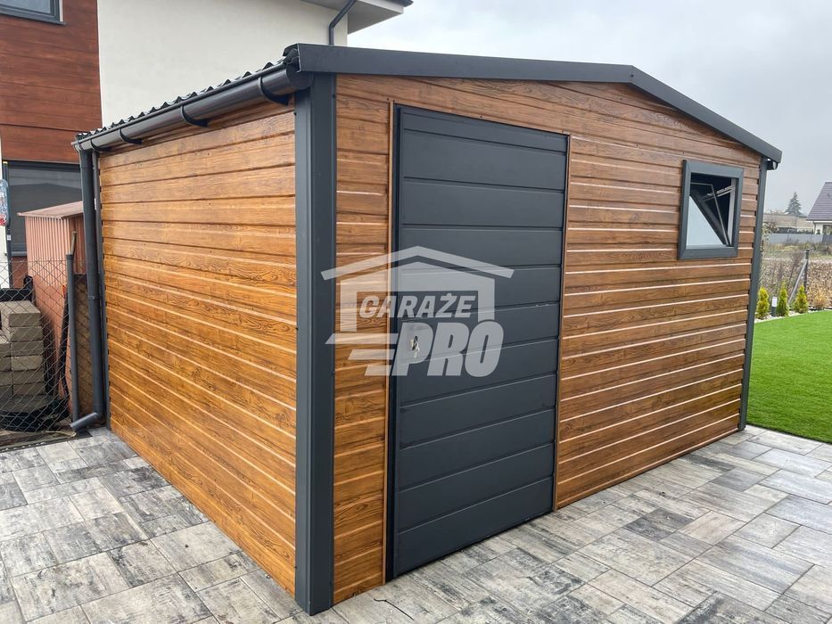Domek Ogrodowy 3x3 Drzwi Okno rynny Blachodachówka  Antracyt GP233