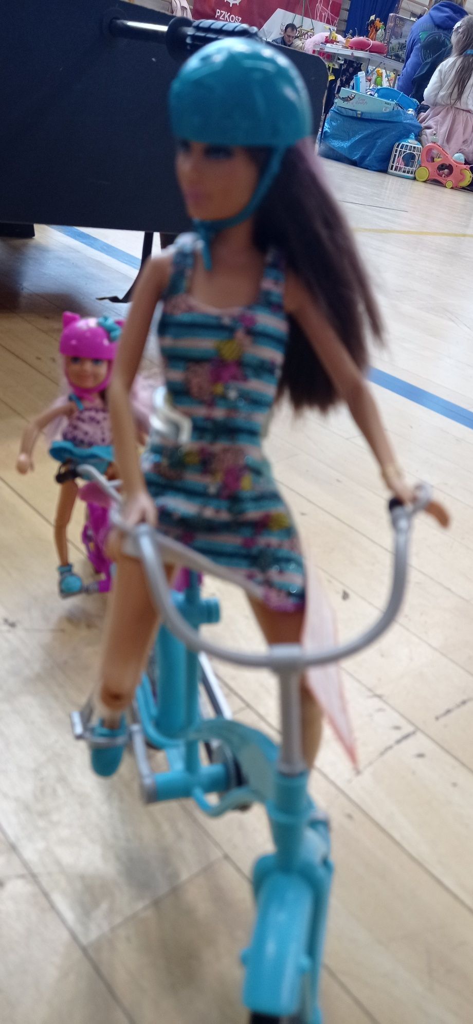 Barbi na rowerze z dzieckiem oryginalna Mattel