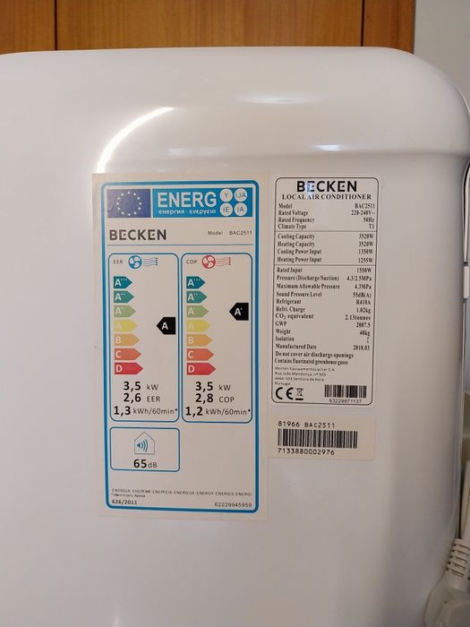 Ar Condicionado Portátil BECKEN BAC2511
C