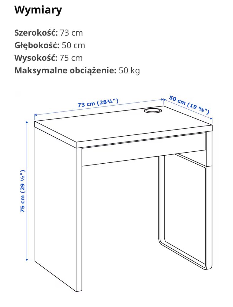 Biurko Ikea Micke + Krzesło dla Księżniczki DOSTAWA