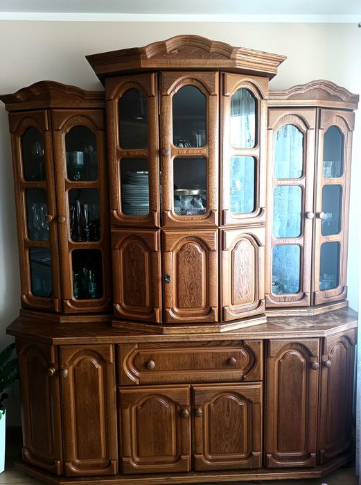 Mebel kredens witryna komoda regał drewniany dębowy dąb kredens