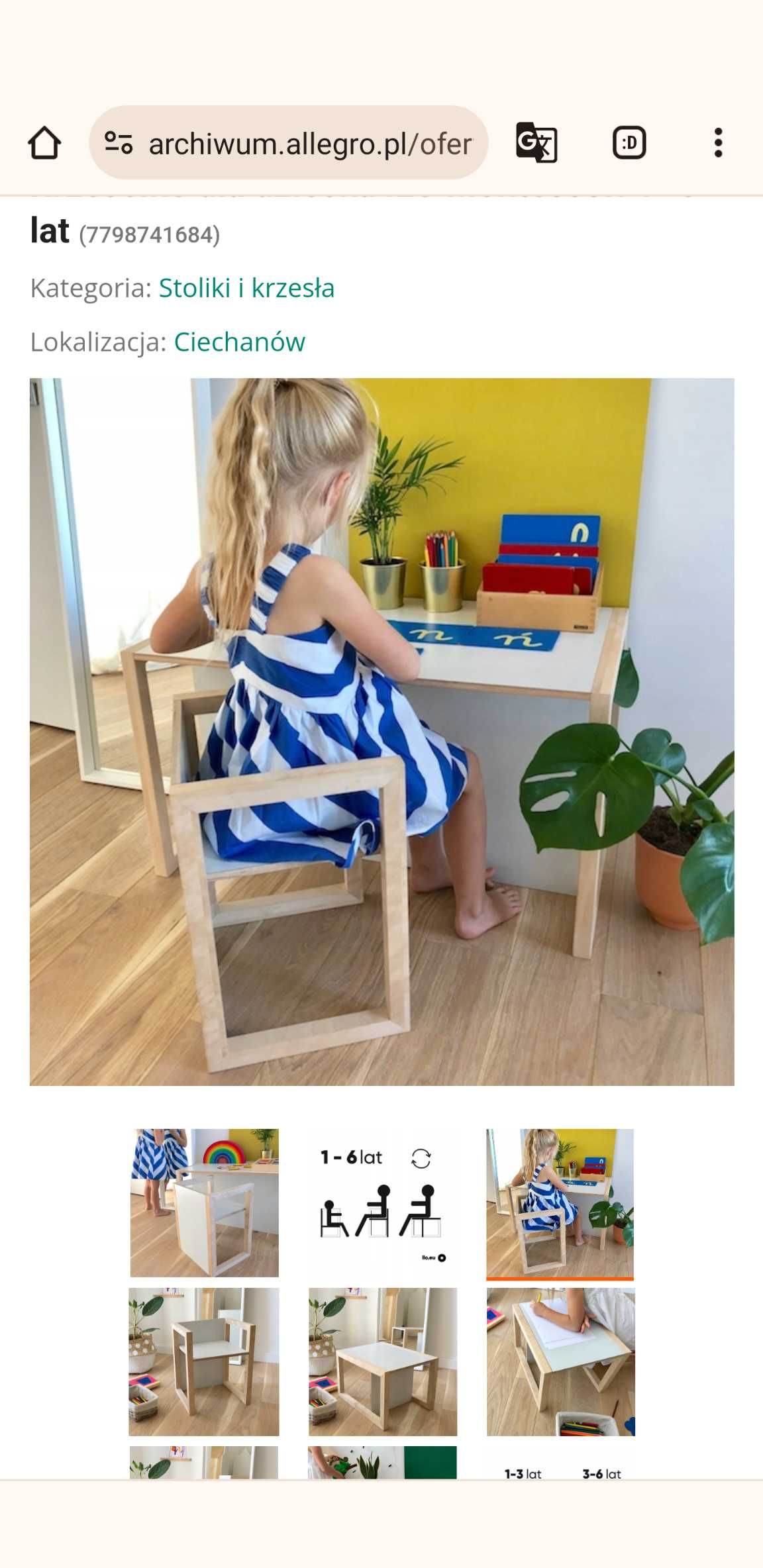 Stolik i krzesełko Montessori Ilo