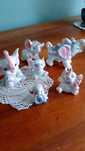 Zestaw sześciu słonikow z porcelany