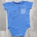 Niebieskie body chłopięce na krótki rękaw z kieszonką, morskie, r. 92