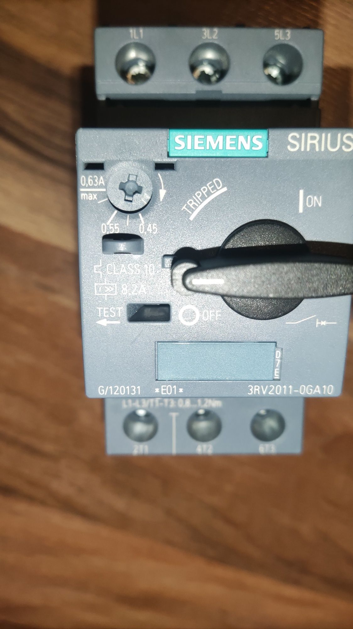 Siemens Wyłącznik silnikowy 3P 0,18kW 0,45-0,63A S00 3RV2011-0GA10