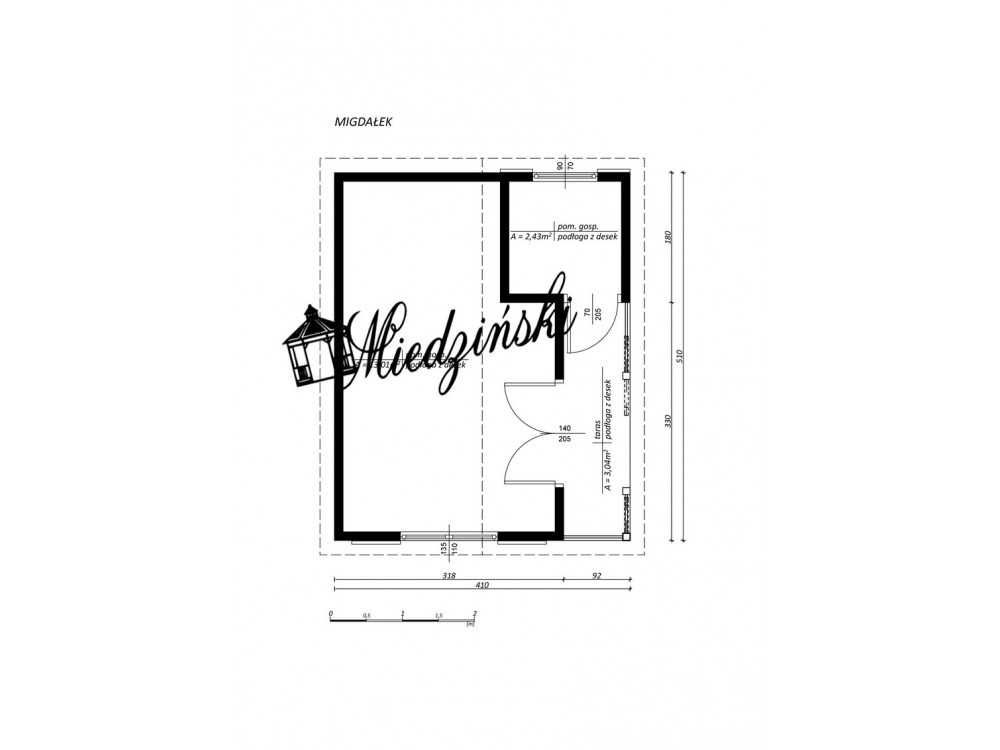 Domek drewniany "Migdałek" 5,10x4,domek do 35m2 ,,ogrodowy