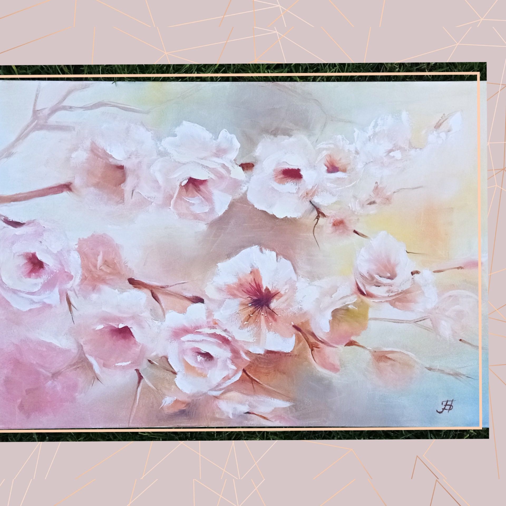 Картина Сакура,живопис квіти,гілка сакури