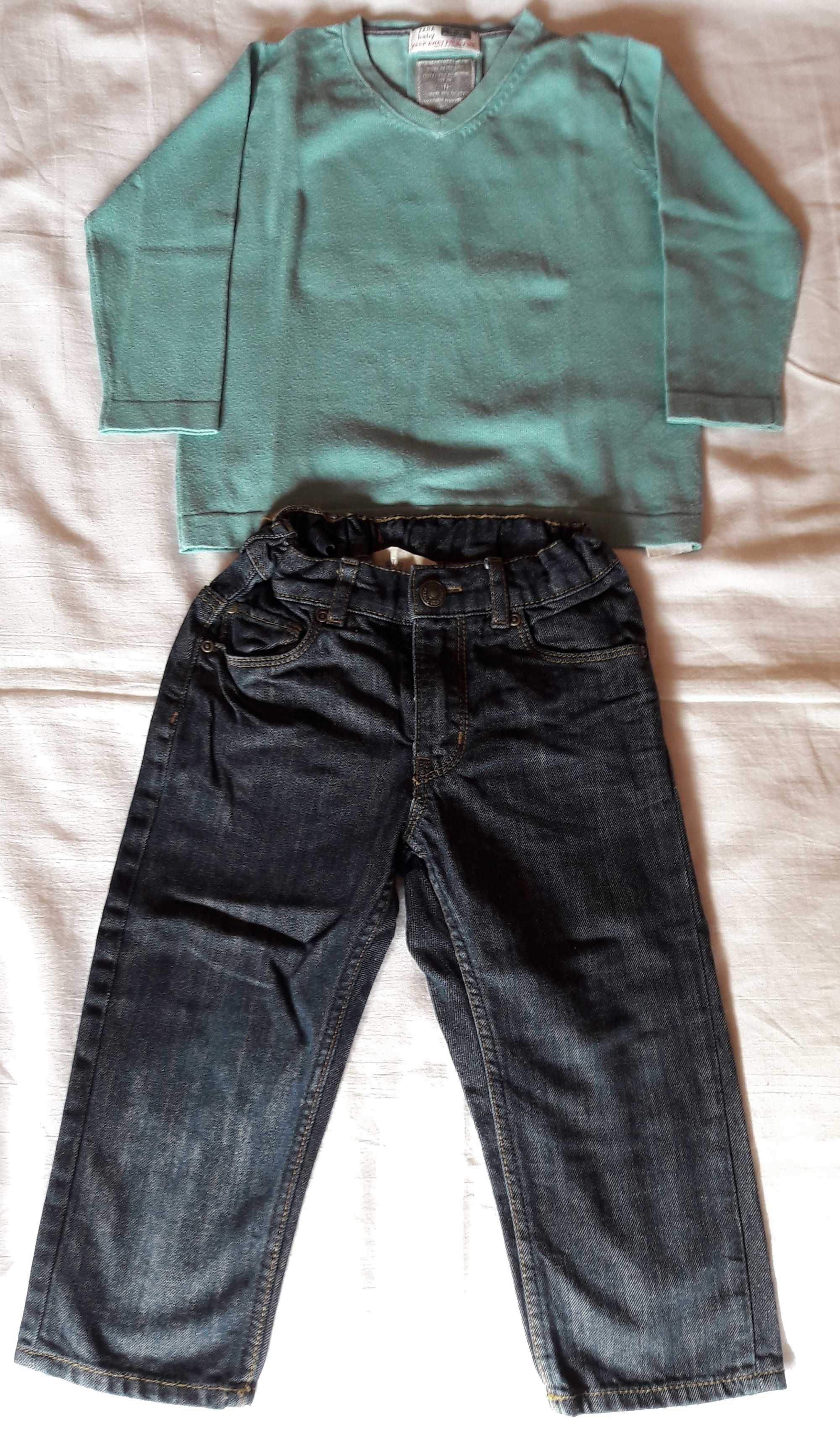 Sweterek chłopięcy Zara Baby 18-24,86cm i dżinsy H&M 1,5-2 lata,92cm
