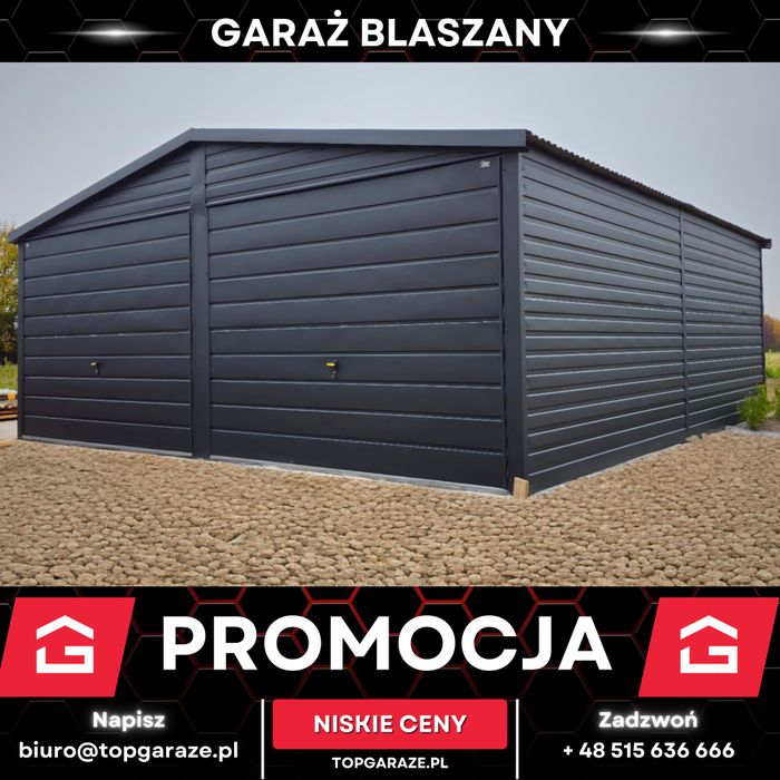 Garaż dwustanowiskowy blaszany grafitowy 6x5m garaz schowek na budowe