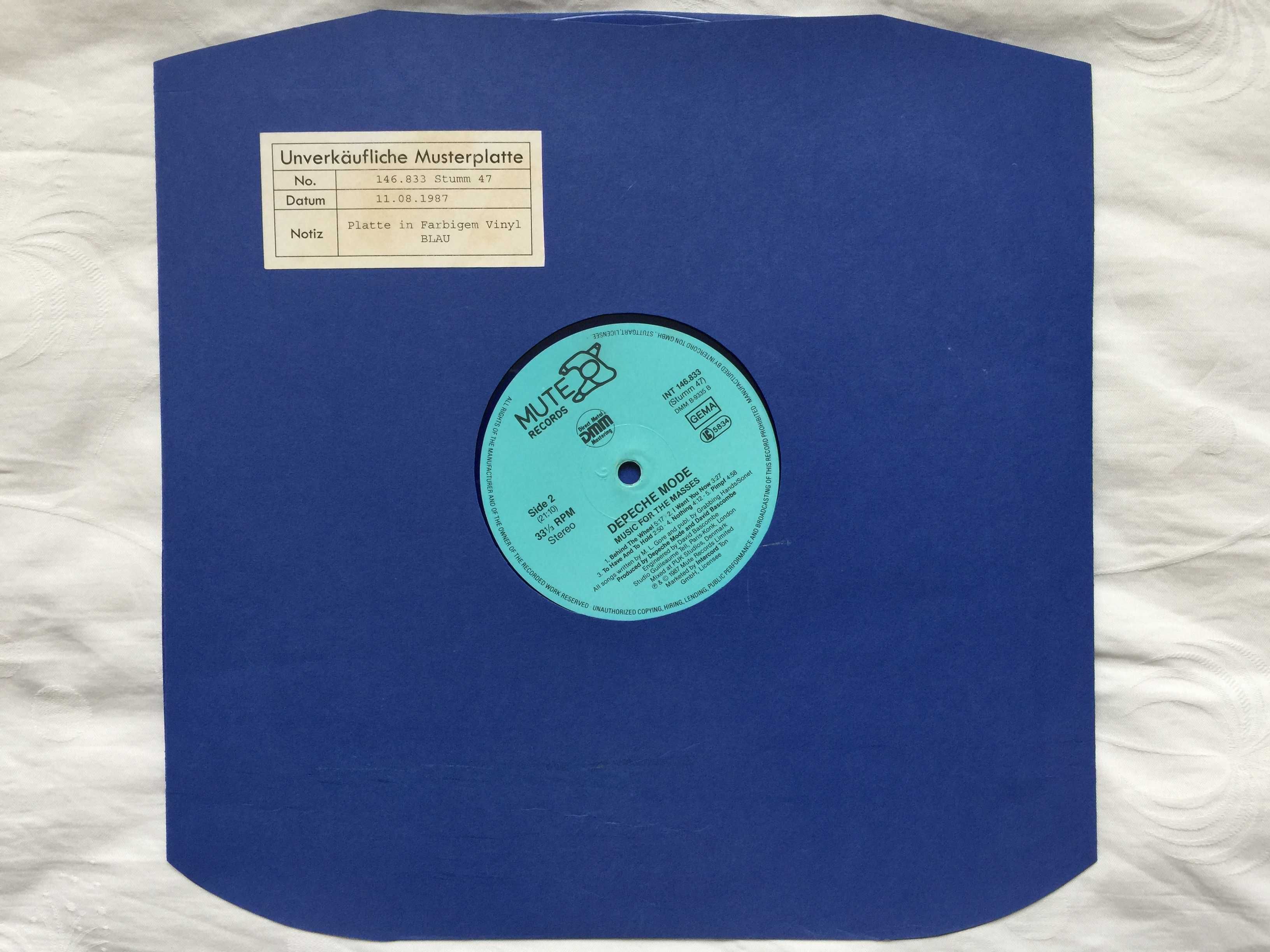 DEPECHE MODE Music For The Masses 1 Press BLUE Vinyl 1987 Germany