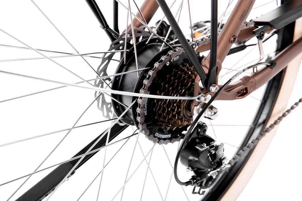 Rower elektryczny Romet Proeco 1.0 Wave + kosz 504 Wh brązowy/beżowy