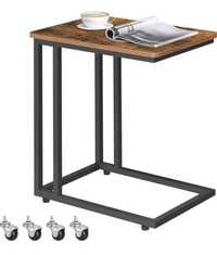 Stolik pomocniczy, stolik na kółkach, kształt C, mobilny stolik kawowy