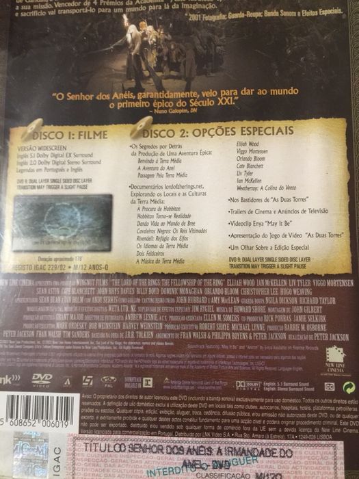 DVD trilogia senhor dos anéis edições de 2 discos