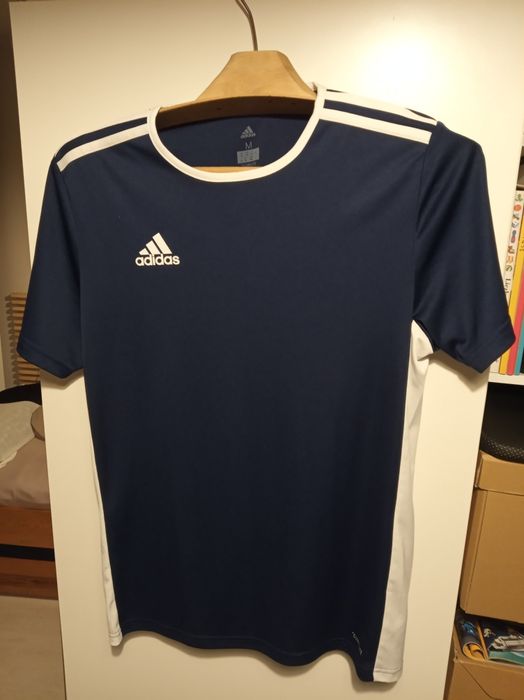 Adidas Climalite koszulka M granatowa klasyk paski promocja