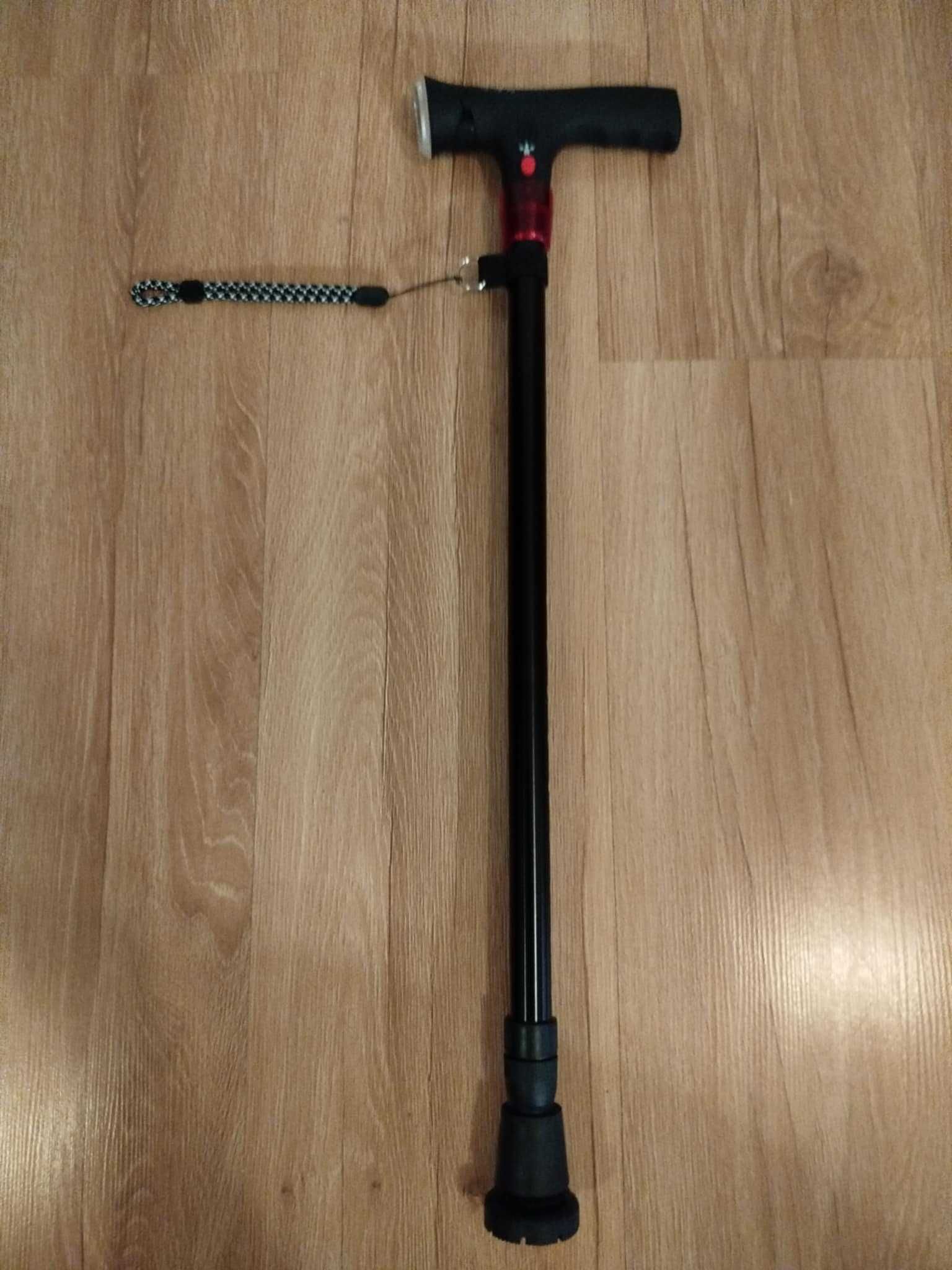 Regulowana laska dla seniorów z alarmem i LED,